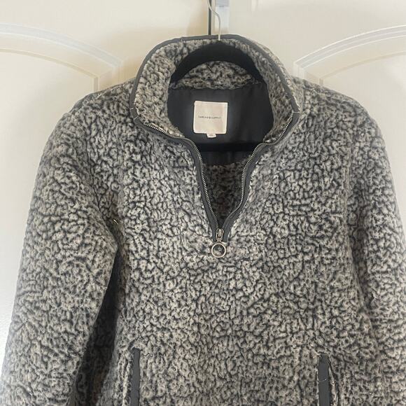 Thread & Supply Fleece Quarter Zip Sherpa Pullover - Womens Size XS - Charcoal - Picture 3 of 5